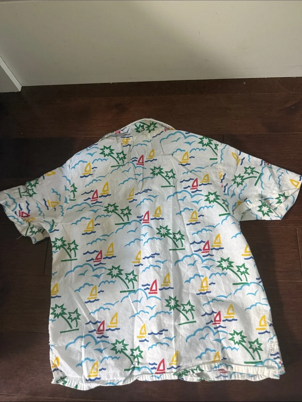 Vintage OshKosh B'gosh White Short-Sleeve Nautical Print Shirt sz 3T.
